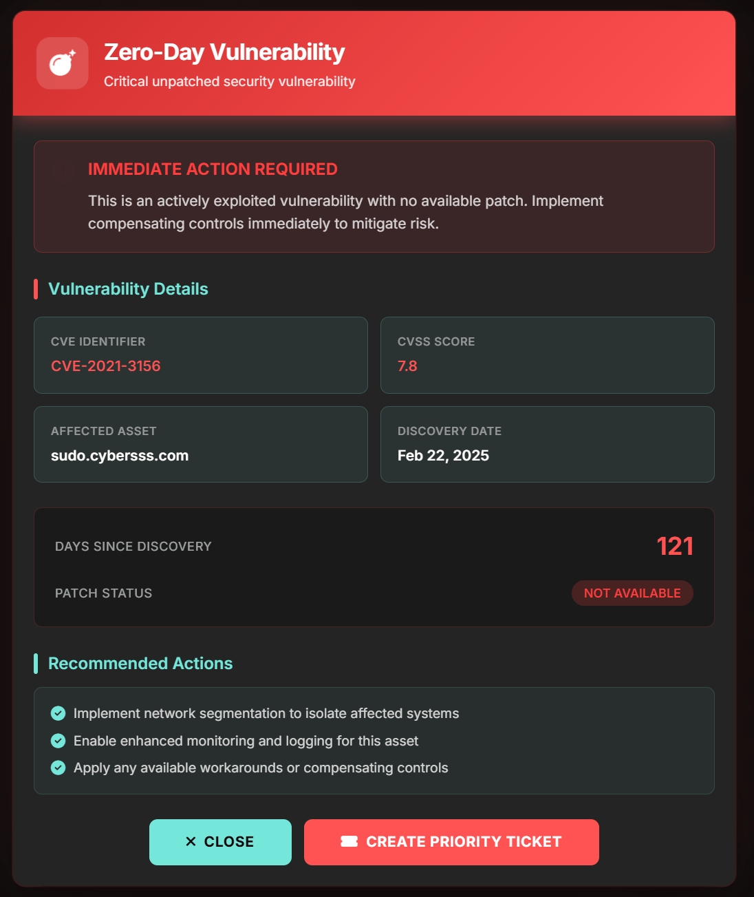 Zero-Day Vulnerability Management system with real-time alerts